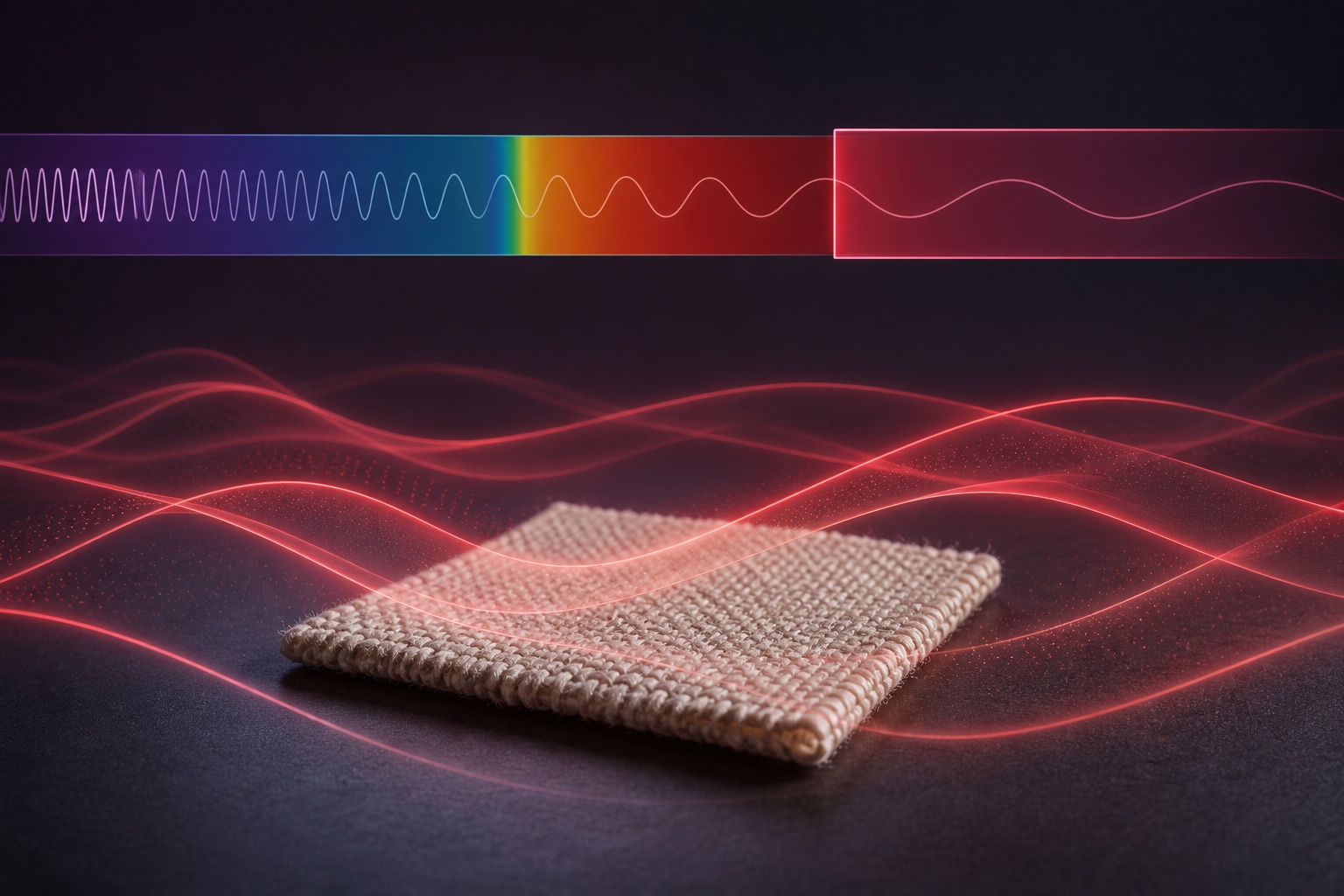 Far-infrared wave illustration above a woven fabric sample