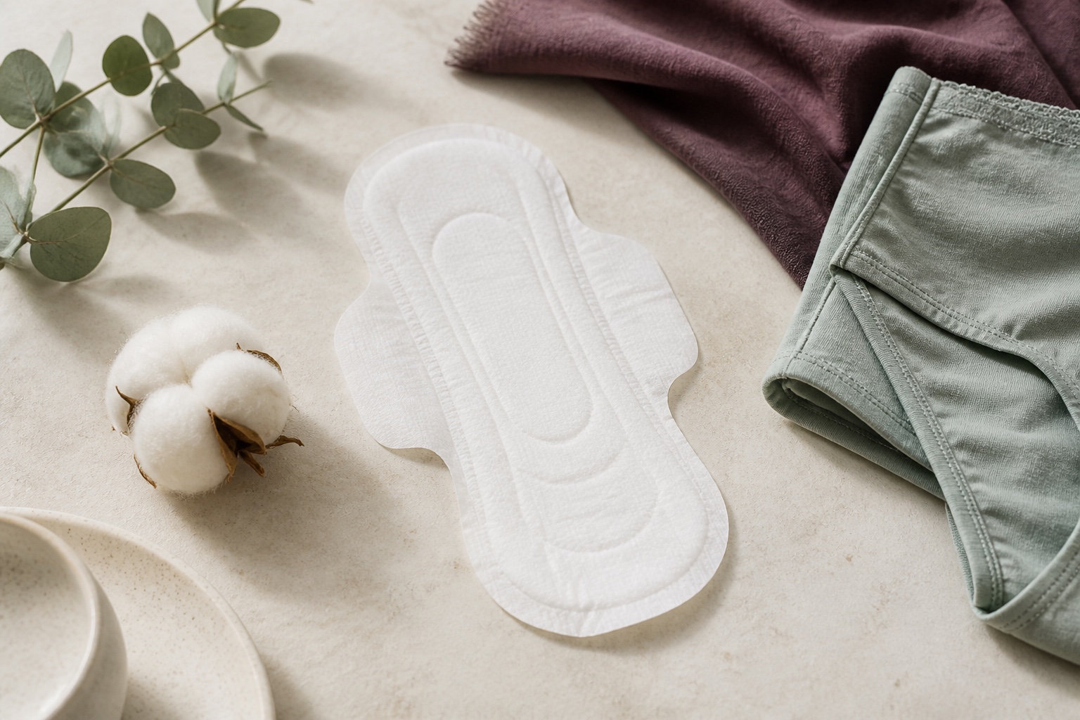 Unbranded sanitary pad with cotton and folded underwear